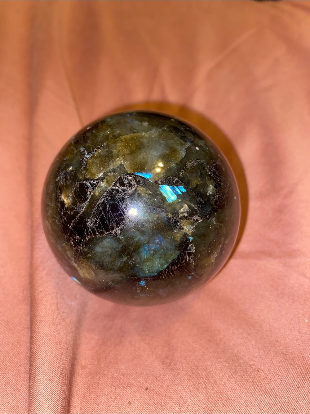Labradorite Crystal Sphere with Blue Flash